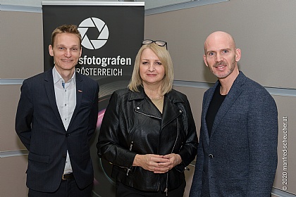 Thomas Oberngruber (GF Berufsfotografen OÖ) // Sabine Starmayr (Innungsmeisterin) // Stephan Wiesner